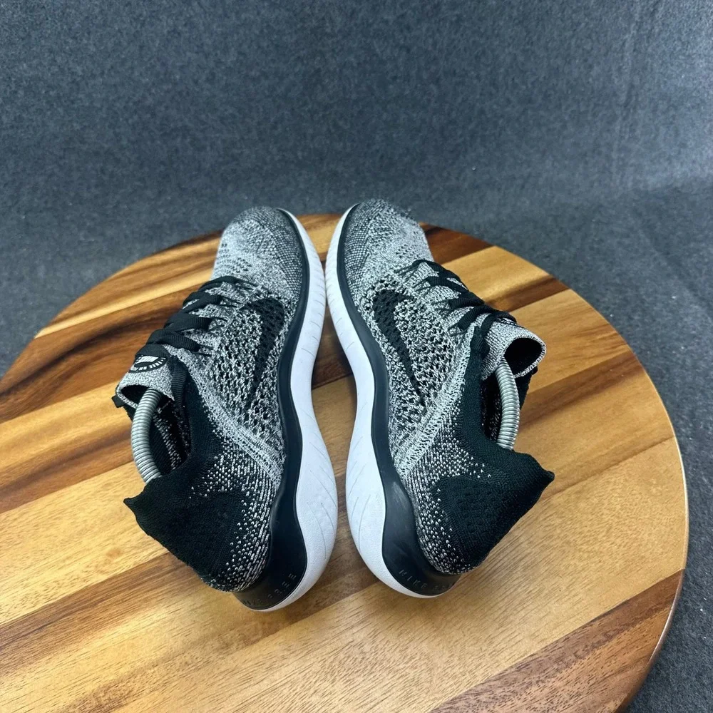 Nike Free RN Flyknit 2018 FK Oreo Grey Black White Shoes 942839-101 Womens Sz 8
